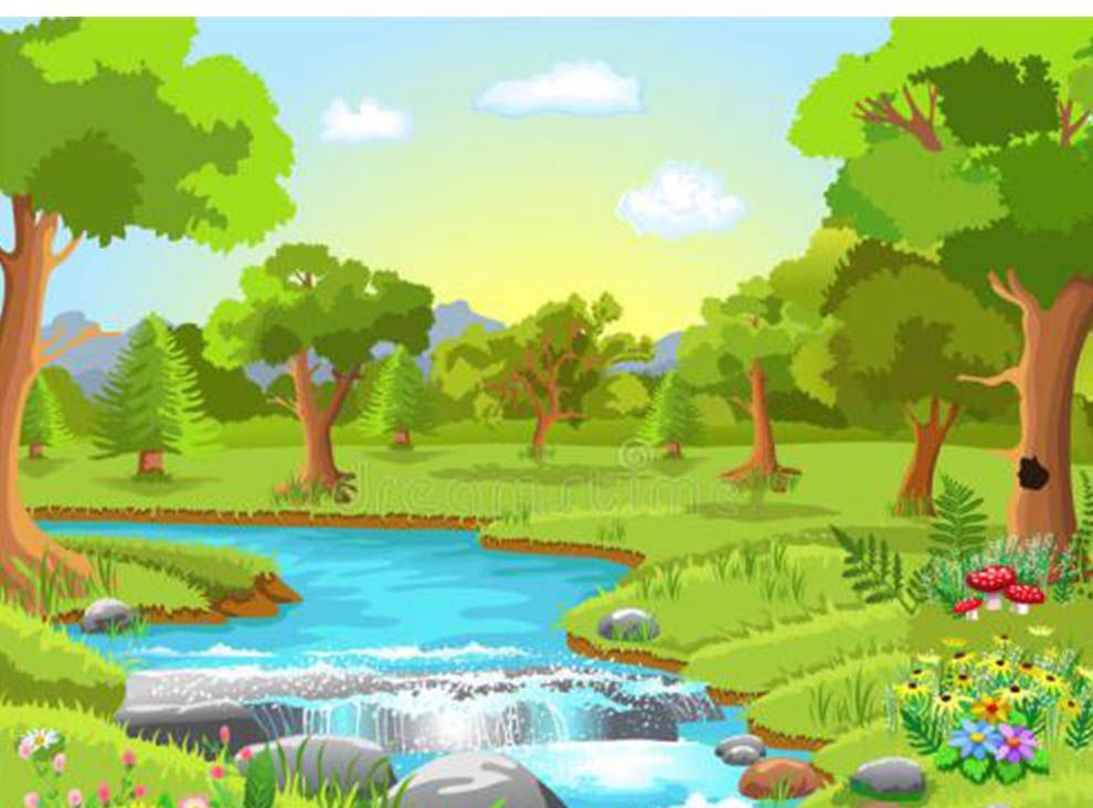 Рисунок леса реки. Сказочная Поляна с речкой. Сказочная речка для детей. Река из сказки. Речка мультяшная.